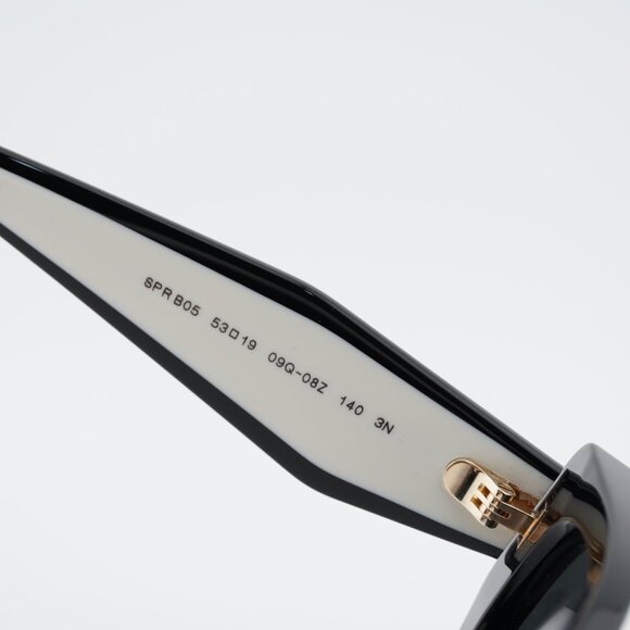 Prada PRB05S 09Q08Z Sunglasses Black Rectangle Frame, Dark Grey Lenses